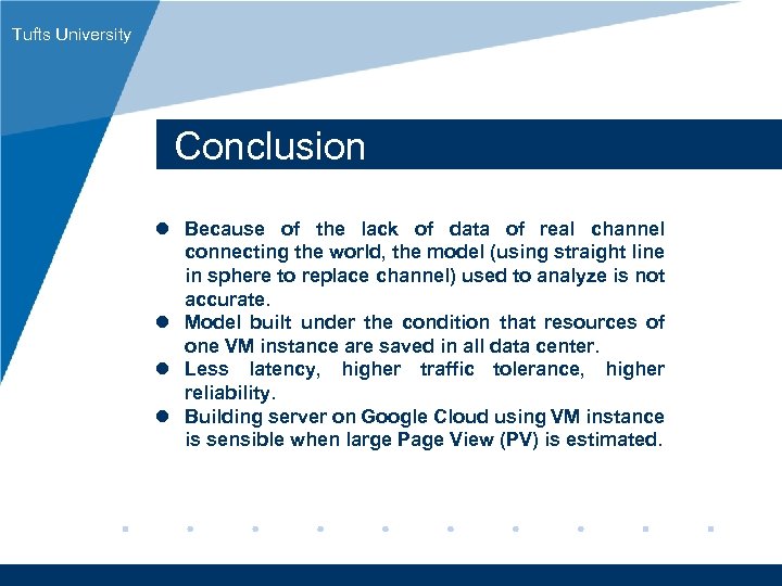 Tufts University Conclusion l Because of the lack of data of real channel connecting