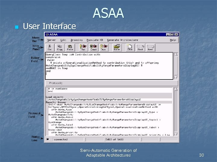 n User Interface ASAA Semi-Automatic Generation of Adaptable Architectures 30 