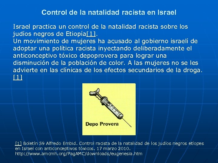 Control de la natalidad racista en Israel practica un control de la natalidad racista