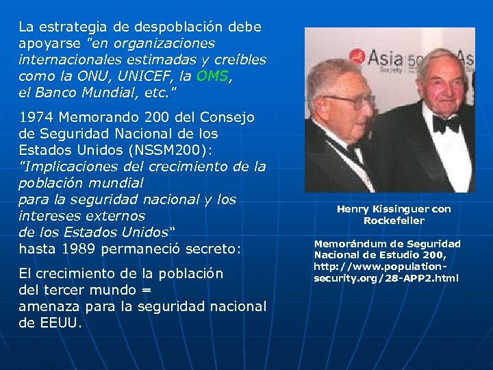 La estrategia de despoblación debe apoyarse "en organizaciones internacionales estimadas y creíbles como la