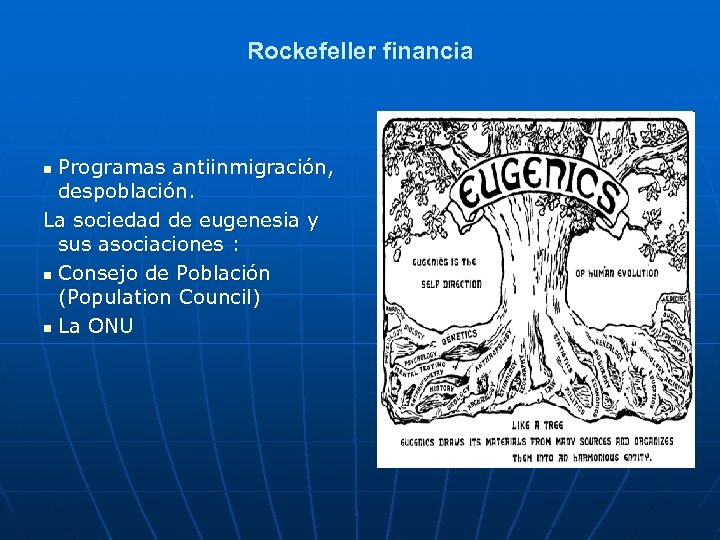 Rockefeller financia Programas antiinmigración, despoblación. La sociedad de eugenesia y sus asociaciones : n