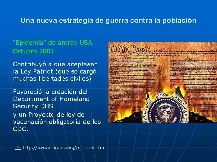 Una nueva estrategia de guerra contra la población “Epidemia” de ántrax USA Octubre 2001