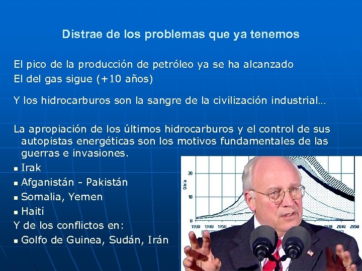 Distrae de los problemas que ya tenemos El pico de la producción de petróleo