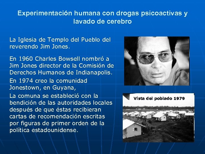 Experimentación humana con drogas psicoactivas y lavado de cerebro La Iglesia de Templo del