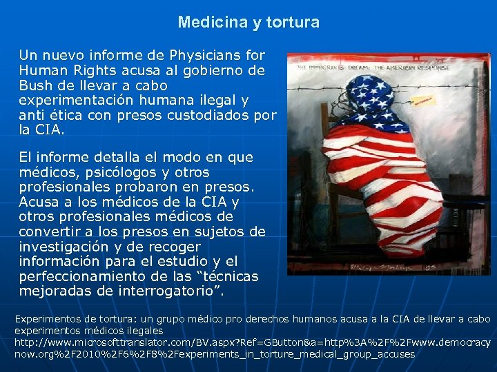 Medicina y tortura Un nuevo informe de Physicians for Human Rights acusa al gobierno