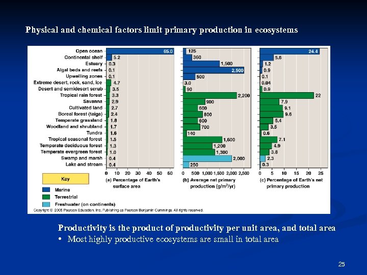 Physical and chemical factors limit primary production in ecosystems Productivity is the product of