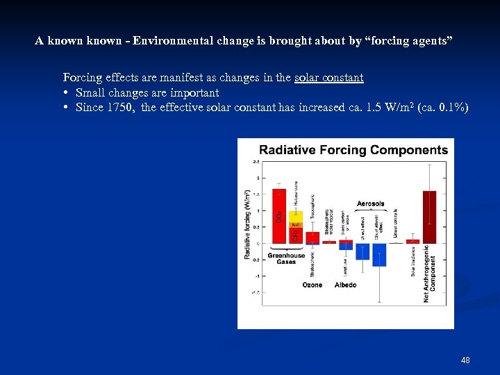 A known - Environmental change is brought about by “forcing agents” Forcing effects are