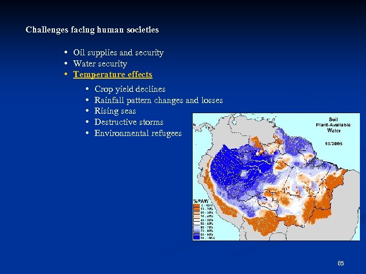 Challenges facing human societies • Oil supplies and security • Water security • Temperature