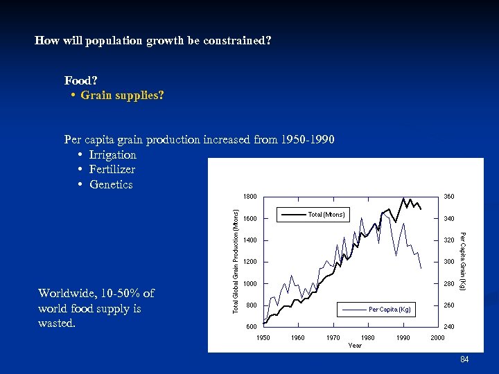 How will population growth be constrained? Food? • Grain supplies? Per capita grain production
