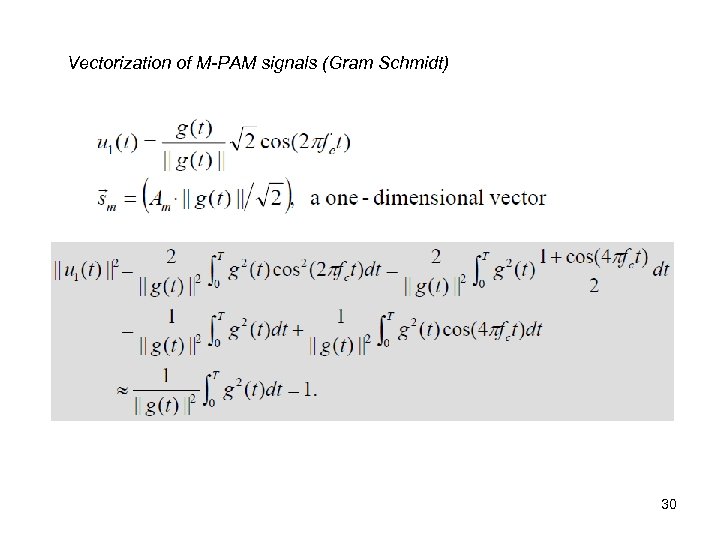 Vectorization of M-PAM signals (Gram Schmidt) 30 