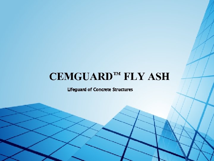 CEMGUARD FLY ASH TM Lifeguard of Concrete Structures 