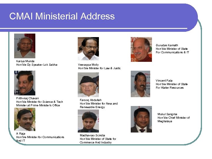 CMAI Ministerial Address Gurudas Kamath Hon’ble Minister of State For Communications & IT Kariya