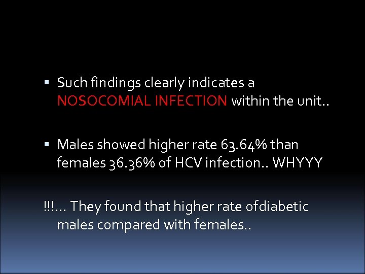  Such findings clearly indicates a NOSOCOMIAL INFECTION within the unit. . Males showed