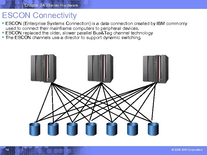 Chapter 2 A z. Series Hardware ESCON Connectivity § ESCON (Enterprise Systems Connection) is