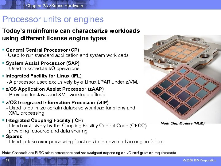 Chapter 2 A z. Series Hardware Processor units or engines Today’s mainframe can characterize