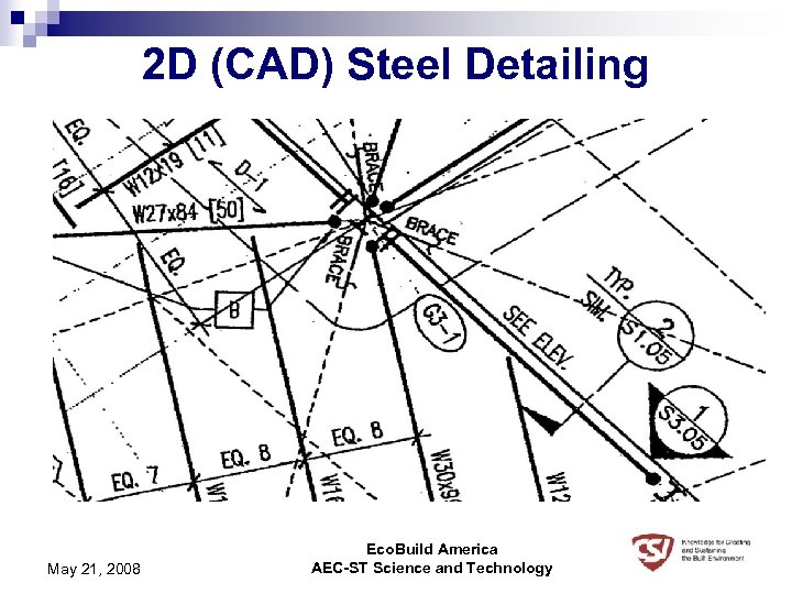 2 D (CAD) Steel Detailing May 21, 2008 Eco. Build America AEC-ST Science and