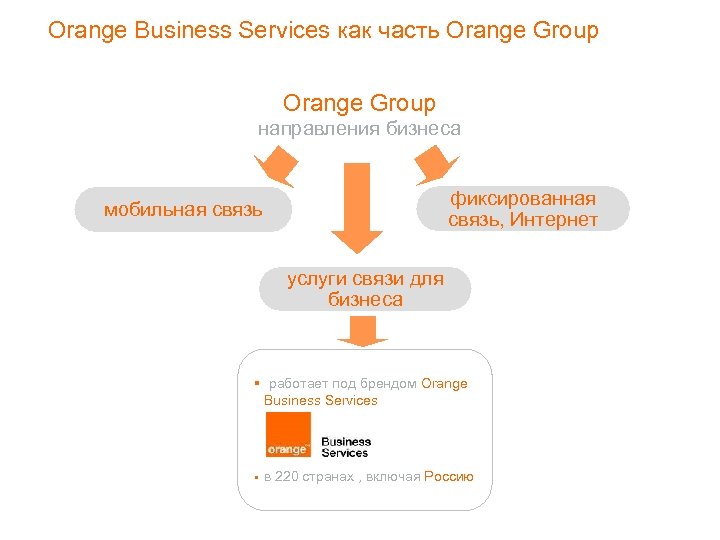 Orange Business Services как часть Orange Group направления бизнеса фиксированная связь, Интернет мобильная связь