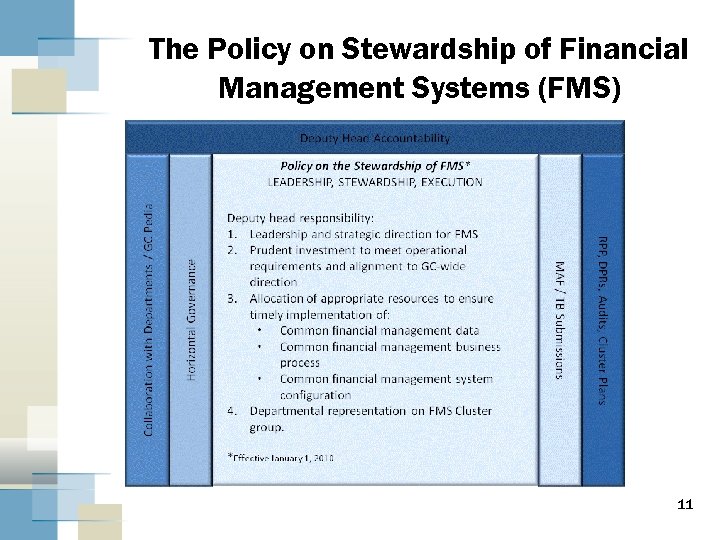 The Policy on Stewardship of Financial Management Systems (FMS) 11 