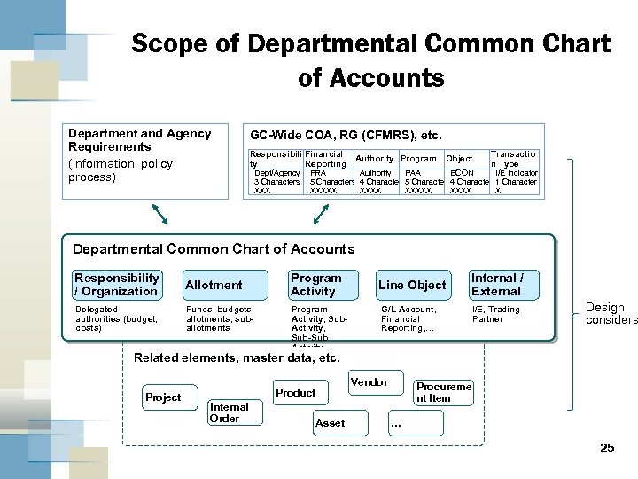 Scope of Departmental Common Chart of Accounts Department and Agency Requirements (information, policy, process)