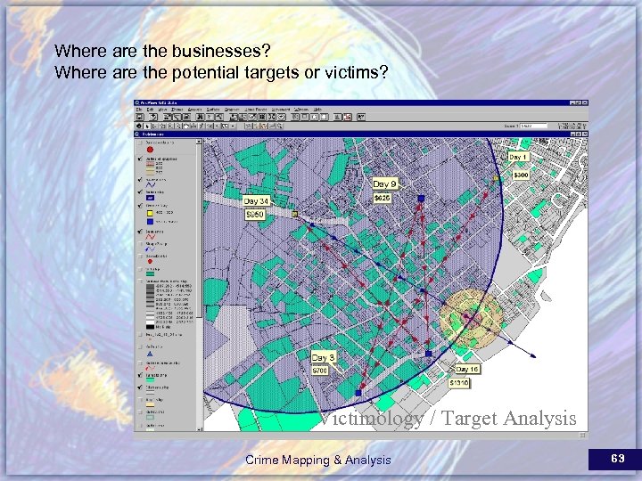 Where are the businesses? Where are the potential targets or victims? Victimology / Target