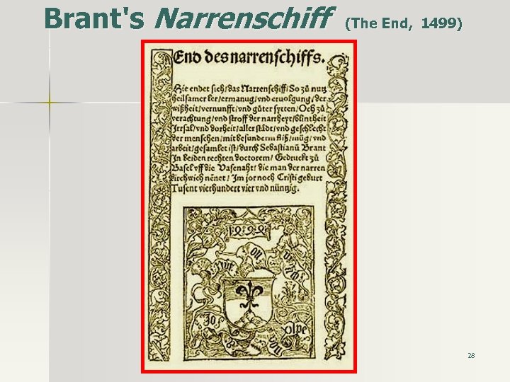 Brant's Narrenschiff (The End, 1499) 28 