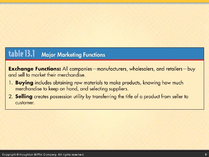 Copyright © Houghton Mifflin Company. All rights reserved. 6 