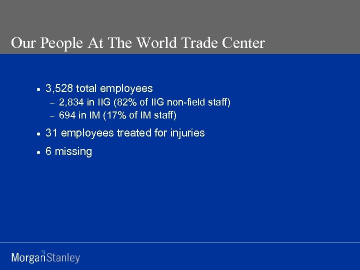Our People At The World Trade Center · 3, 528 total employees 2, 834