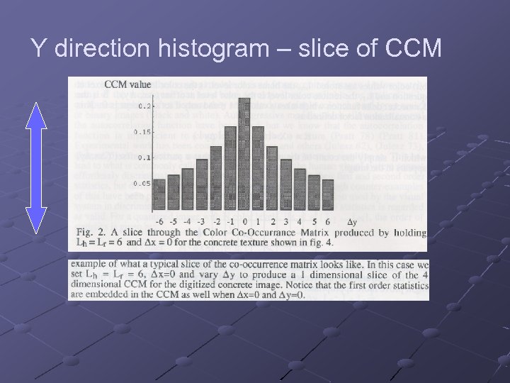 Y direction histogram – slice of CCM 