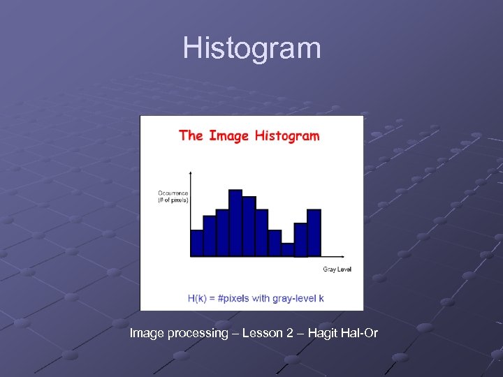 Histogram Image processing – Lesson 2 – Hagit Hal-Or 