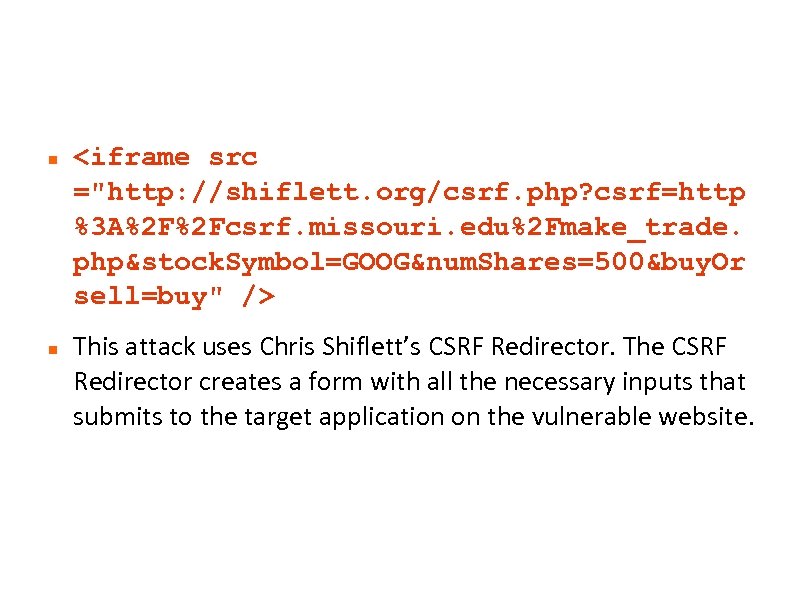 Sample Attack <iframe src =