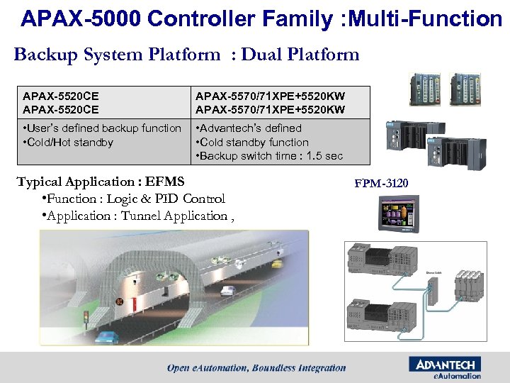 APAX-5000 Controller Family : Multi-Function Backup System Platform : Dual Platform APAX-5520 CE APAX-5570/71