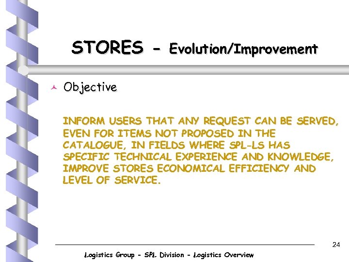 STORES © Evolution/Improvement Objective INFORM USERS THAT ANY REQUEST CAN BE SERVED, EVEN FOR