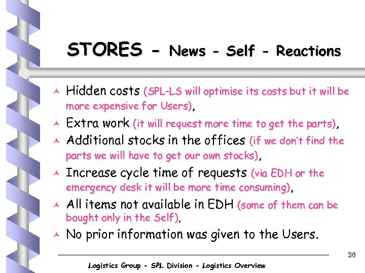 STORES - News - Self - Reactions © Hidden costs (SPL-LS will optimise its