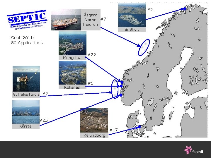 #2 Åsgard Norne #7 Heidrun Snøhvit Sept-2011: 80 Applications Mongstad Kollsnes #22 #5 Gullfaks/Tordis