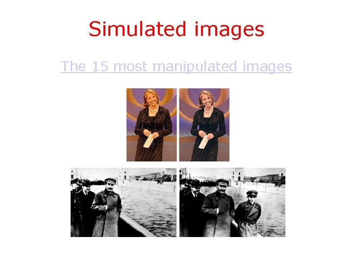 Simulated images The 15 most manipulated images 