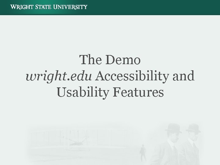 The Demo wright. edu Accessibility and Usability Features 
