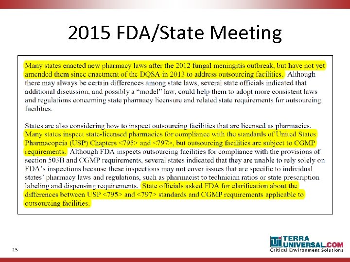 2015 FDA/State Meeting 15 