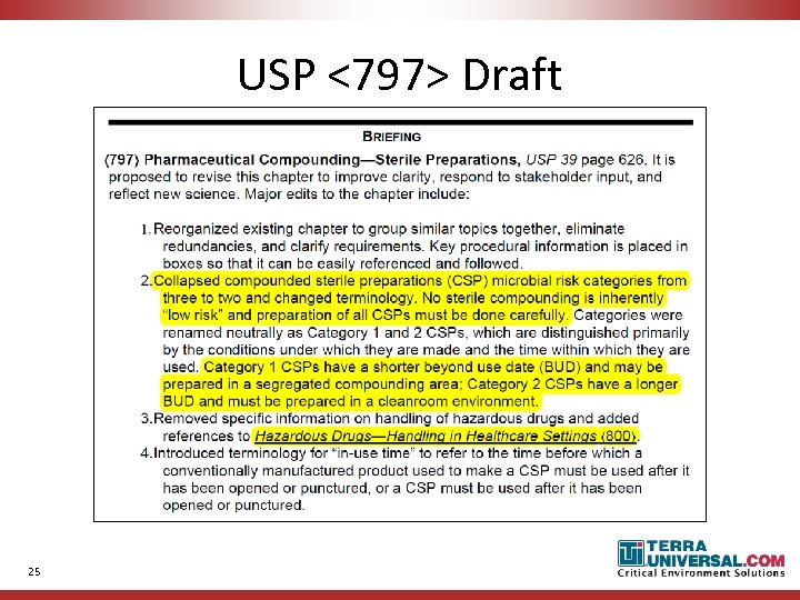 USP <797> Draft 25 