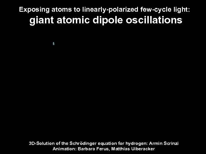 Exposing atoms to linearly-polarized few-cycle light: giant atomic dipole oscillations 3 D-Solution of the