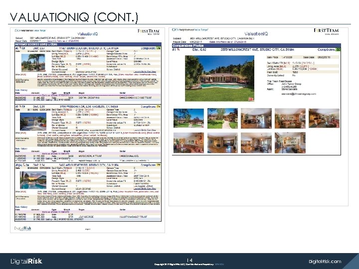 VALUATIONIQ (CONT. ) Appraisal Management Services 14 Copyright 2017 Digital Risk, LLC| Confidential and