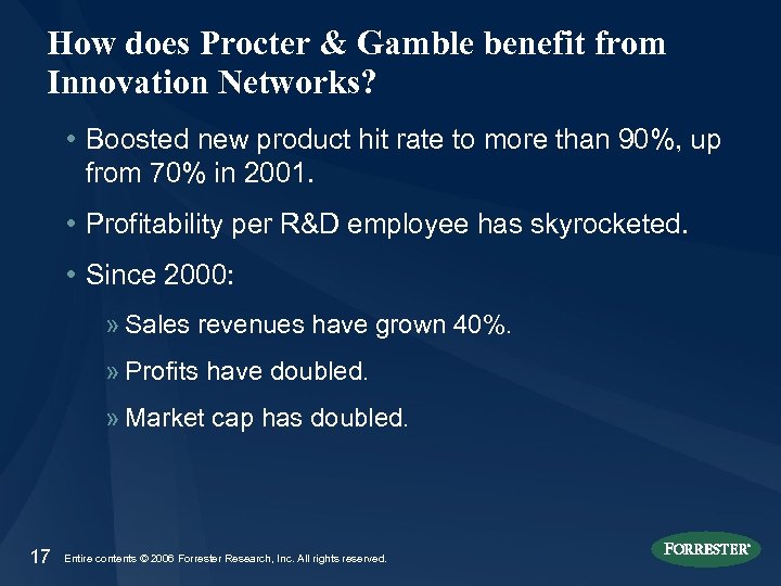 How does Procter & Gamble benefit from Innovation Networks? • Boosted new product hit