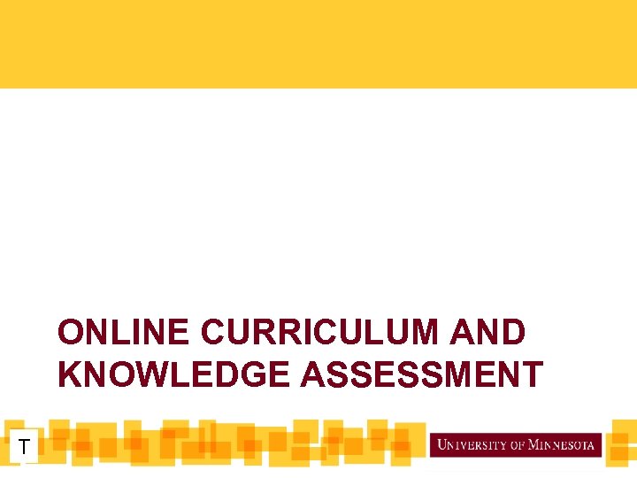 ONLINE CURRICULUM AND KNOWLEDGE ASSESSMENT T 