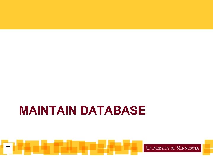 MAINTAIN DATABASE T 