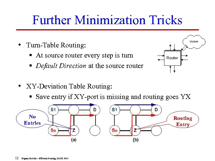 Further Minimization Tricks • Turn-Table Routing: § At source router every step is turn