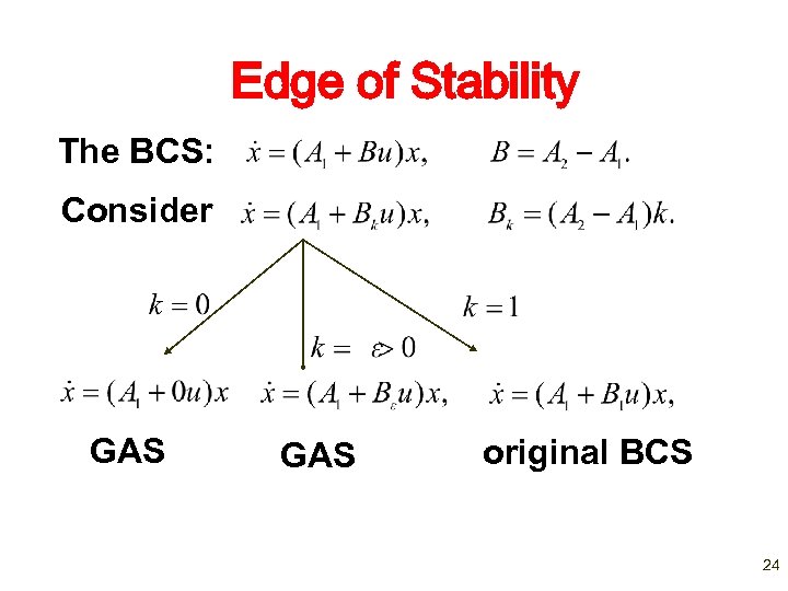 Edge of Stability The BCS: Consider GAS original BCS 24 