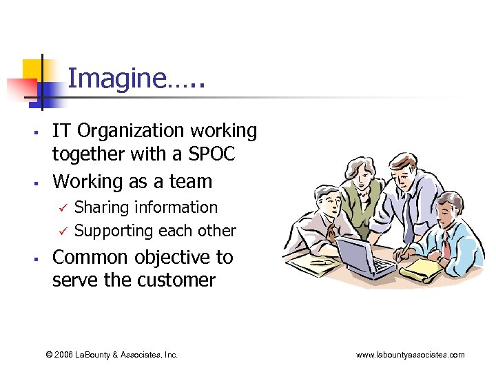 Imagine…. . § § IT Organization working together with a SPOC Working as a