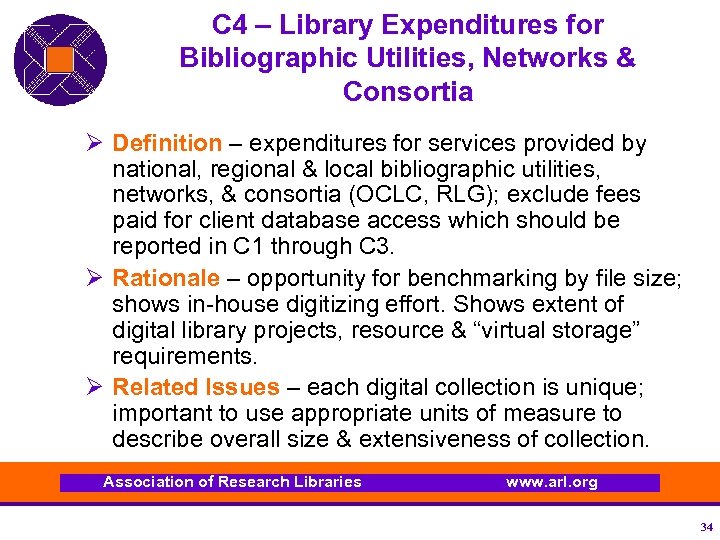 C 4 – Library Expenditures for Bibliographic Utilities, Networks & Consortia Ø Definition –