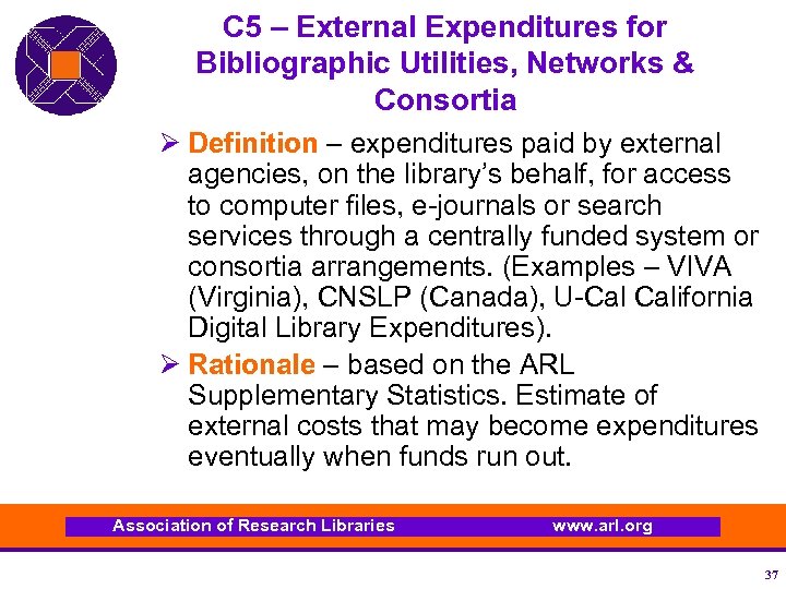 C 5 – External Expenditures for Bibliographic Utilities, Networks & Consortia Ø Definition –