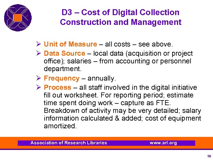 D 3 – Cost of Digital Collection Construction and Management Ø Unit of Measure