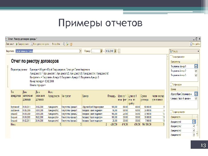 Примеры отчетов 13 